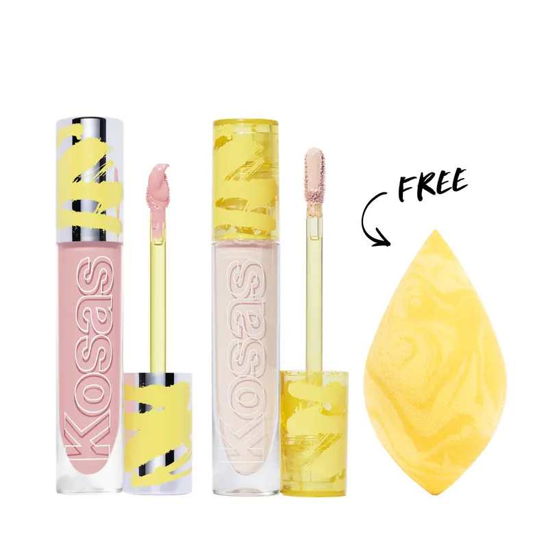 Kosas Bright Eyes Set — Revealer Concealer + Color Corrector + Dual-Ended Makeup Blender — Clinically Tested — Complete Under-Eye Brightening System ($78 Value)