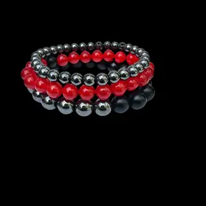 Red Quartz & Hematite Gemstone Bracelets for Adults - 7 Inch Protection Against Negative Energy and Dangers - Enhance Well-being
