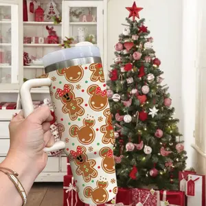 Main Street Bakery 40oz Tumbler, Cartoon and Friends Gingerbread Tumbler, Christmas Family Trip Tumbler, Stainless Steel Cup with Lid and Straw, Engraved Tumbler, Tumbler Gift, Christmas Tumbler Gift, Gift for Fan