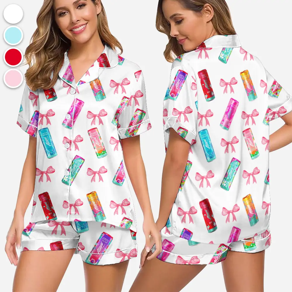 Alani Pajamas Set, Alani Energy Drink Sleepwear, Alani Lover Loungewear, Satin Pajamas Set, Gift For Her