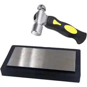 7.8"x4.2"Steel Bench Block Flat Anvil Jewelers Tool with Tough Rubber Block,Jewelry Stamping Hammer, Jewelry Metal Stamping Tools for Jewelry Making & Metal Stamping (Rectangle)