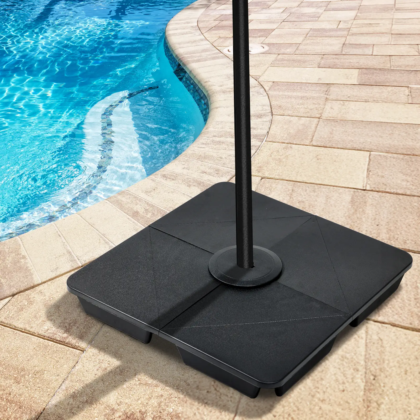 Aoodor 4-Piece 176lb Square SandWater Filled Umbrella Stand Base, Heavy Duty Base for Cantilever Patio Outdoor Umbrella - Black
