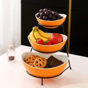 3-Tier Fruit Bowl Stand with Tray, Unique Candy Display Rack for Living Room, Versatile Snack Organizer and Storage Solution