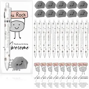 60 Sets Inspirational Rock Gifts Bulk 6 Styles 0.7 mm Motivational Mechanical Pencils with Erasers Positive Cards  to School Gifts for Student Teacher Coworker Office Supplies