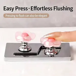 Cute Floral Toilet Press Button, Creative Tank Lever Handle, Bathroom Tool, Home Decor, Daily Use, Valentine's Day Gift