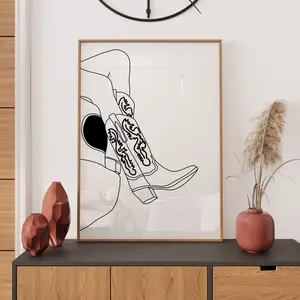 Cowgirl Boot Print Cowboy Boots Poster Bedroom Decor Cowboots print Preppy Dorm Room Western Wall Art Room Black White Prints Printable Art