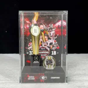 2024 Michigan Football Team Trophy Display Case For National Champions Collectibles Sports Collectible play off