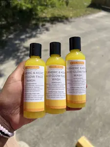 Turmeric & Kojic Acid Glow Mini Face Wash 3.4 oz - Gentle Daily Treatment for Even Skin Tone and Dark Spot Reduction Hydrating Lemon