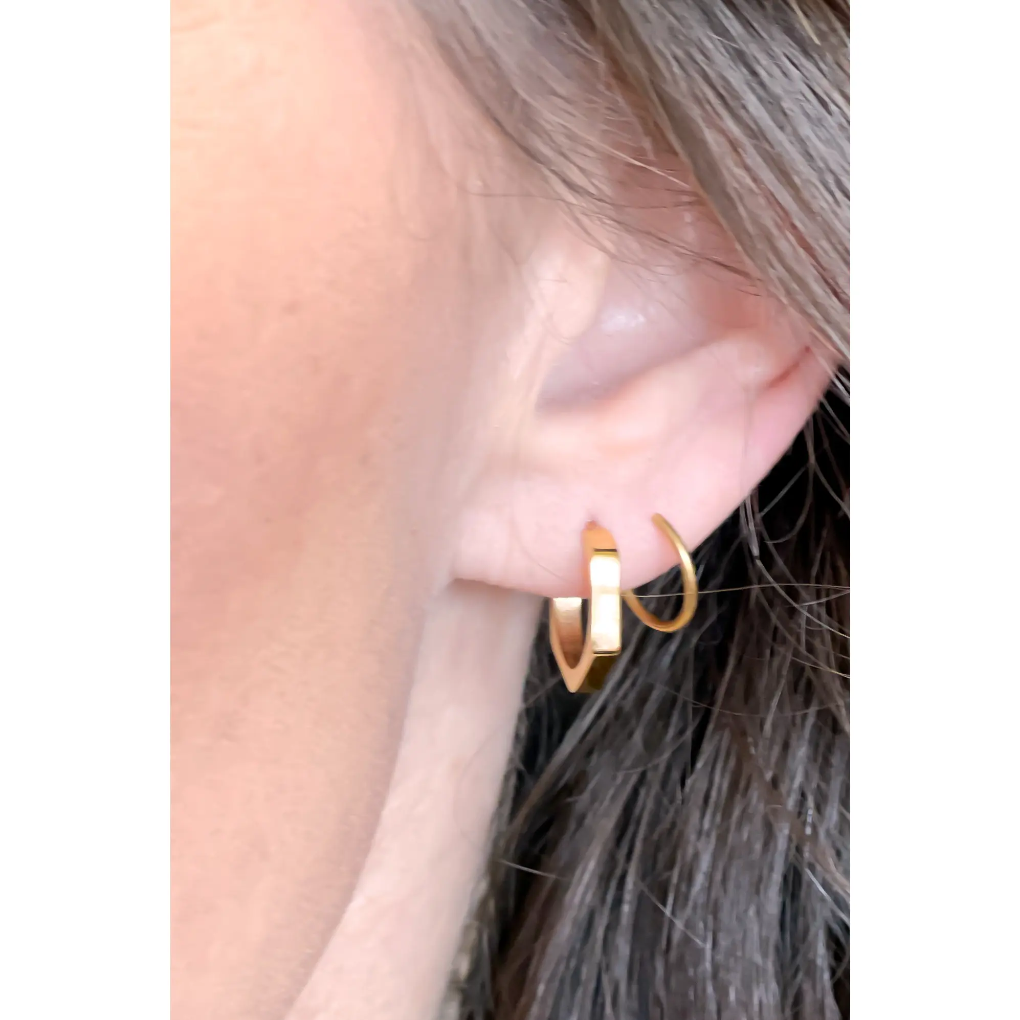 Gold Hexagon Double Twist Earrings - Elegant Design with Double Twist Detail