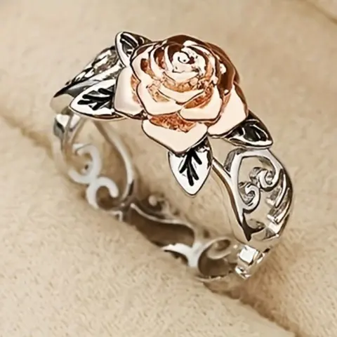 Women's Hollow Carved Exquisite Floral Carving Ring with Metal Coating - Casual Everyday Wear Fashion Jewelry, Anniversary Commemorative Gift (No Box), Anniversary Gift