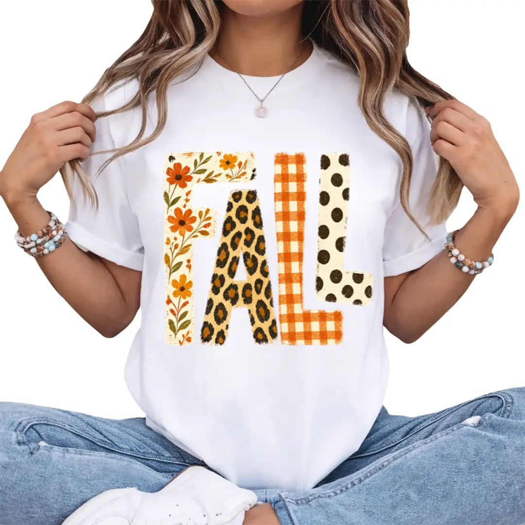 Fall Floral Leopard Gingham Graphic Tee | Retro Autumn Comfort Colors Shirt | Cute Fall Shirt for Women | Cozy Thanksgiving Graphic Tee | Pumpkin Season Outfit