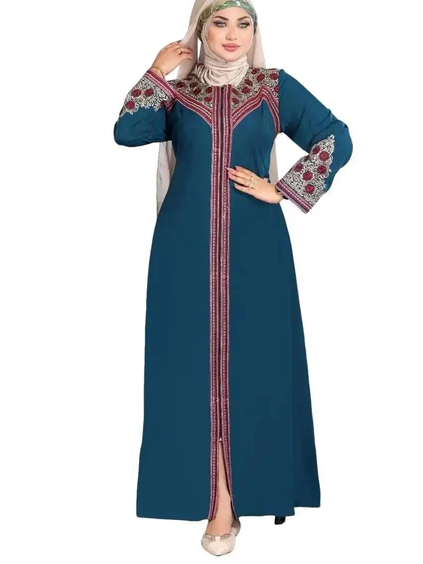 Modest Wear Abaya - Simple Navy Blue Design with Gold Embellishments - Product Title Strictly "modest abaya" Without Additional Features