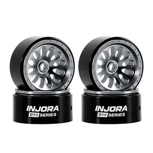 INJORA D19 Ripple 0.7" Aluminum Beadlock Wheel for 1/30 Axial SCX30, Titanium (W7005)