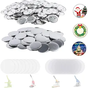 200 Sets Metal Round Button Supplies Button Making Parts, 58mm/2.25 inch Pin Maker Parts Badge Supplies for Button Maker, Including Metal Shells Metal  Cover Clear Film and Paper