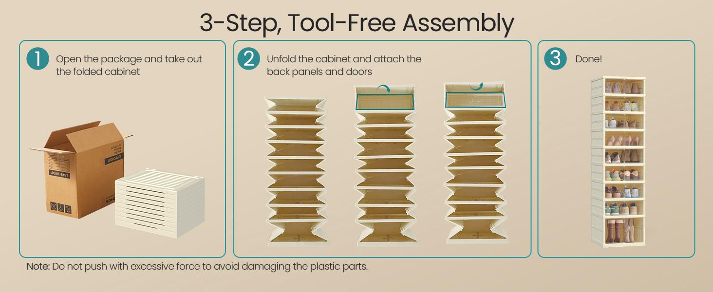 SONGMICS Foldble Shoe Storage Organizer for Closet, Stackable Sneaker Cabinet with Magnetic Door, Large Plastic Container Bins for Living Room, Entryway SONGMICS Foldble Shoe Storage Organizer for Closet, Stackable Sneaker Cabinet with Magnetic Door, Large Plastic Container Bins for Living Room, Entryway