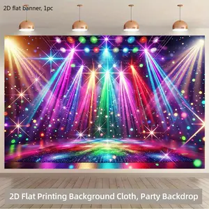 A 2D photography booth accessory, equipped with vibrant stage lighting for a background display - a colorful disco hall scene, shining with lights, is perfect for parties, home decoration and events. wwx