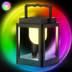 Outdoor Solar Table Lamp, 10 RGB Color Changing Lights,Portable Rechargeable Solar Lantern Waterproof, Touch Control Outdoor LED Lights Decorative for Patio Walking Reading Camping Bedside