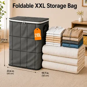 210L Extra Large Heavy Duty Moving Bags with Backpack Straps & Reinforced Handles, Dustproof Storage Bags for Clothes, Bedding & Travel, Zipper Closure Organizer for College Dorm, Closet and Home Organization