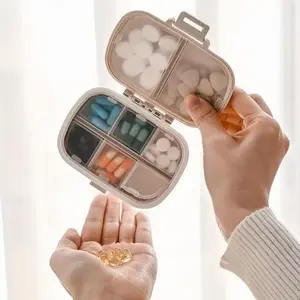 Portable Travel Medicine Box with 8 Compartments, Store Drugs and Vitamins Safely, Fits in Pocket or Wallet, Daily Dose Storage