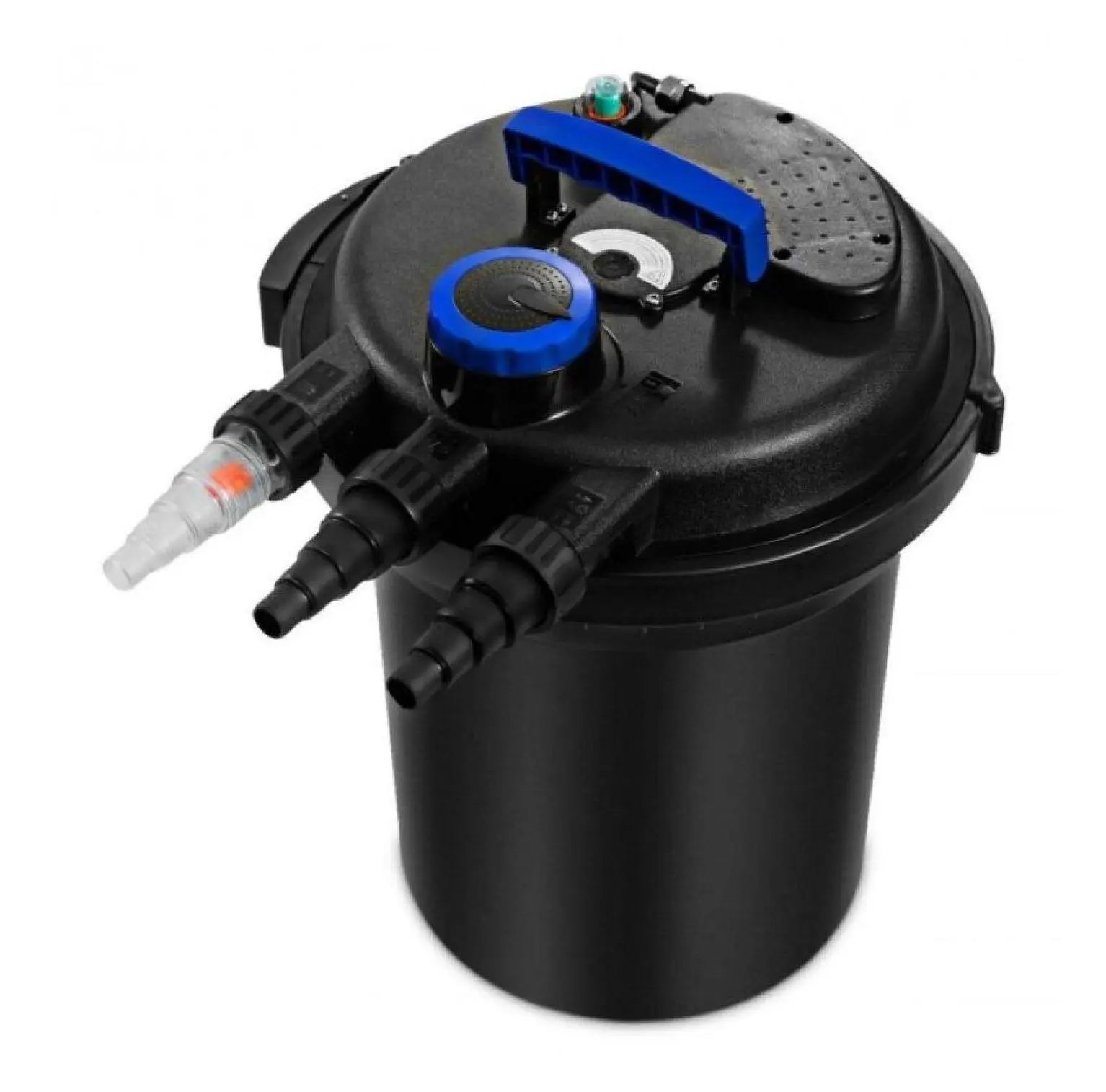 Pond Filter 4000 GPH with UV Light - Anti-Aging Pressure Filter for Koi Ponds, Fish Ponds & Water Gardens - 3/4", 1", 1 1/4", 1-1/2" Connections black fish pool