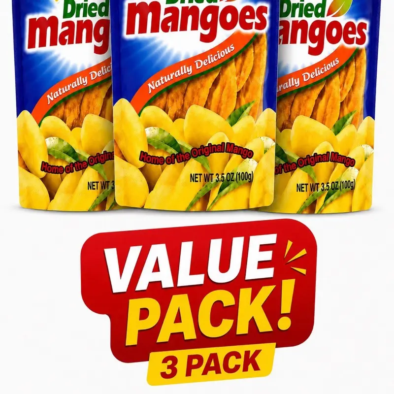 Philippine Brand Dry Mangoes - Natural Ingredients Snack, 3.5 oz (100g) Ready-to-Eat, 3 Packs