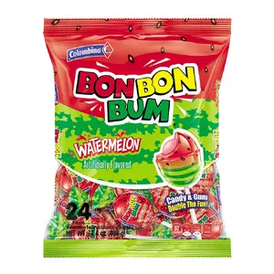 Colombina Bon Bon Bum Lollipops Watermelon Flavor, 24 Count (Pack of 1)