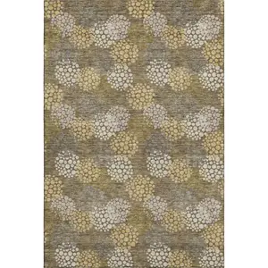 HomeRoots 672170 10x14 ft. Brown Taupe & Beige Polka Dot Machine-Washable UV-Protected Machine-Made Rectangle Area Rug, Machine-Washable Area Rugs