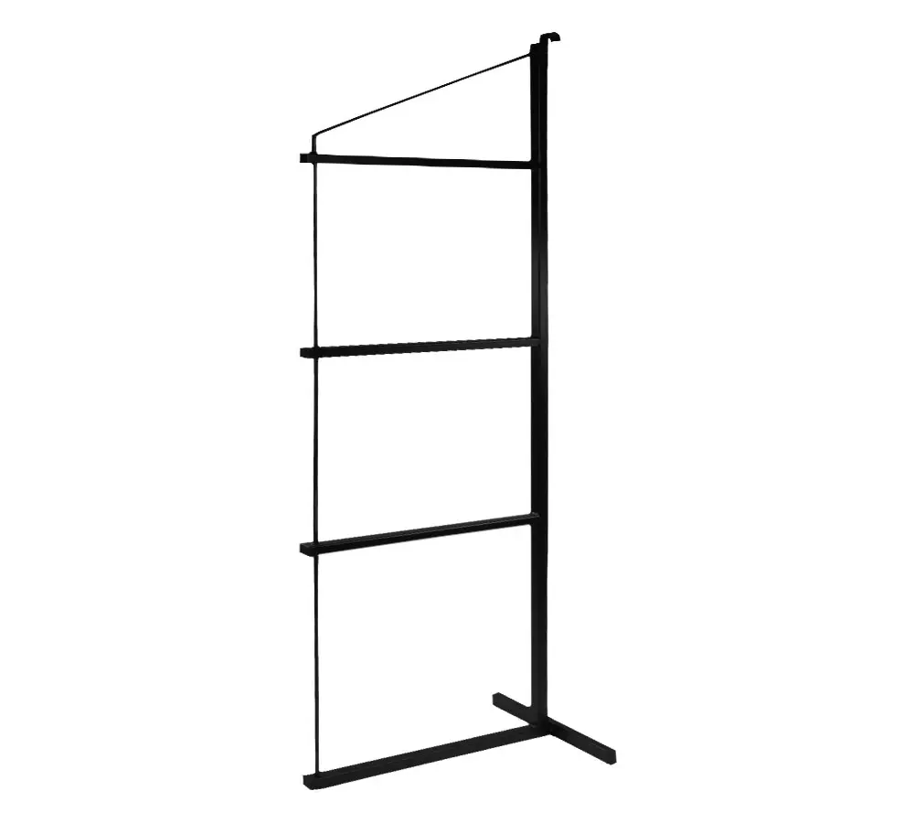 4 Tier Shipping Container Shelving Bracket with Hooks - 19"x 77-1/2", 551 lbs WLL - Black Powder Coated Steel for Heavy Duty Trailer Containers - Easy to Assemble & Remove