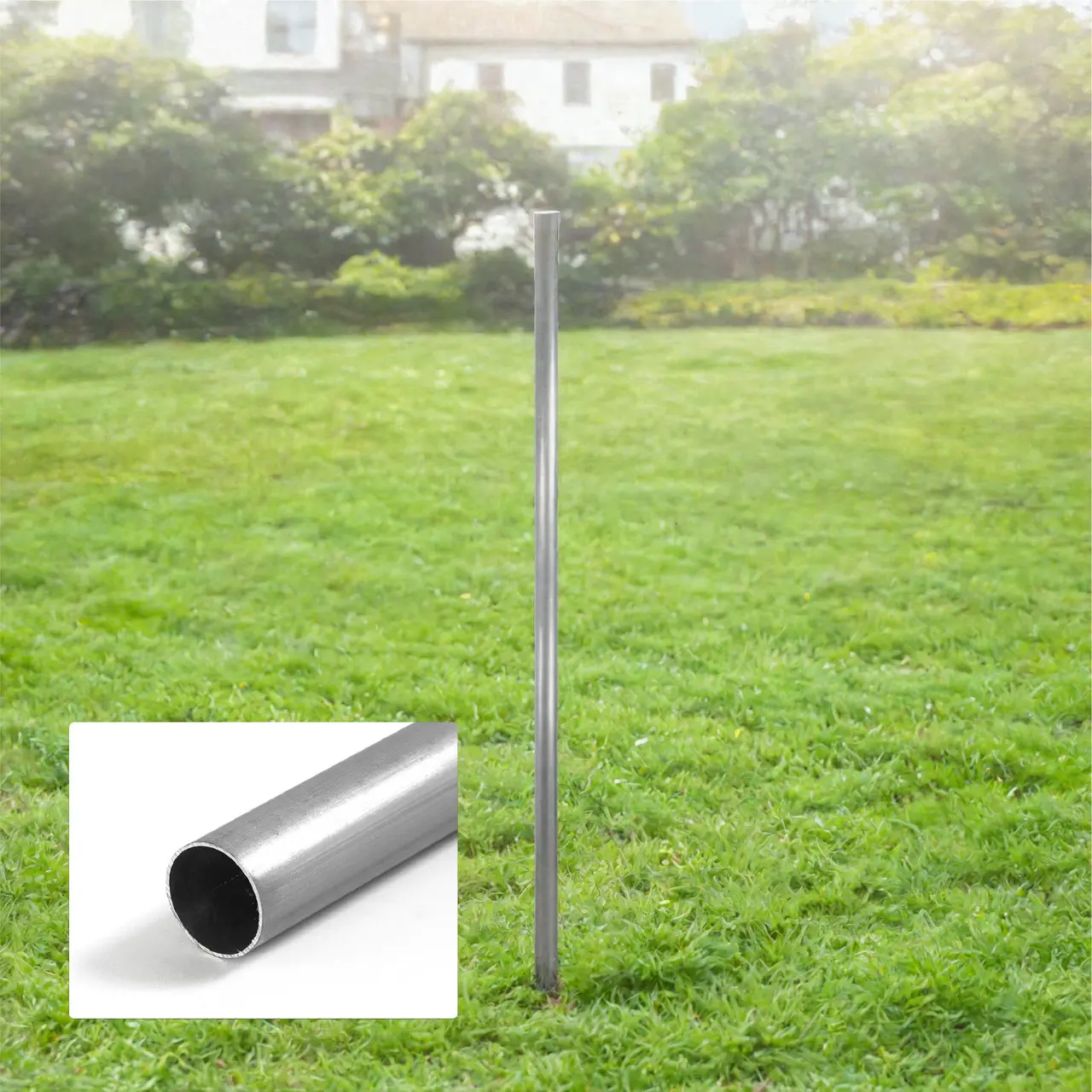 Fencer Wire 7 FT Galvanized Chain Link Fence Line Round Post, Line Post with 1-7/9” Outside Diameter, Chain Link Fence Parts, Hardware, Multi-options