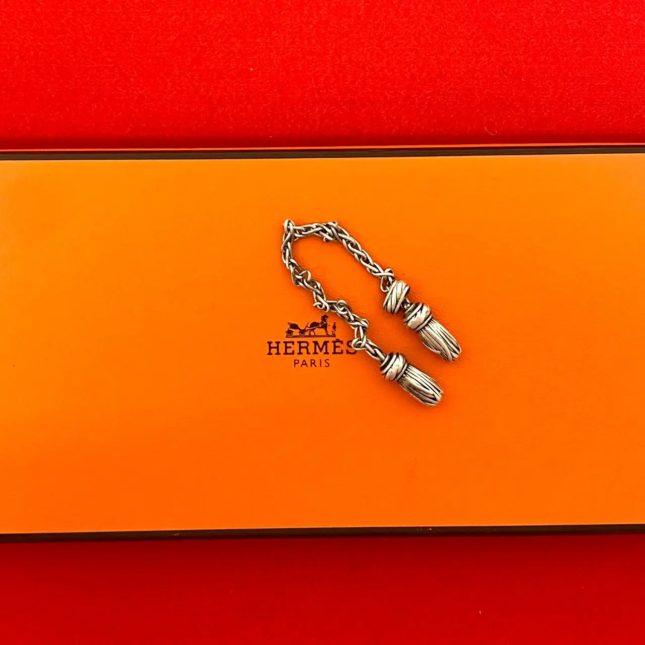 Pre-owned HERMÈS Sterling Silver 925 (Ag925) Small Leather Goods Hermes Silver Scarf Ring