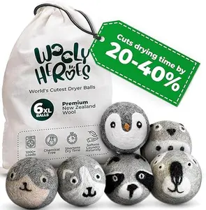 No More Dryer Sheets - Wool Dryer Balls - XL 6-Pack - Eco Dryer Balls - Dryer Balls Laundry Reusable - Softens Laundry Naturally - Reduces Drying Time & Static - with Storage Bag