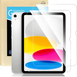 2-Pack Tablet Tempered Glass Screen Protector, Compatible with iPad 10th Gen 2022 iPad 11th Gen 2025, HD Clear, Anti-Fingerprint, Bubble-Free Installation, Compatible with Apple Pencil Face ID Touch ID