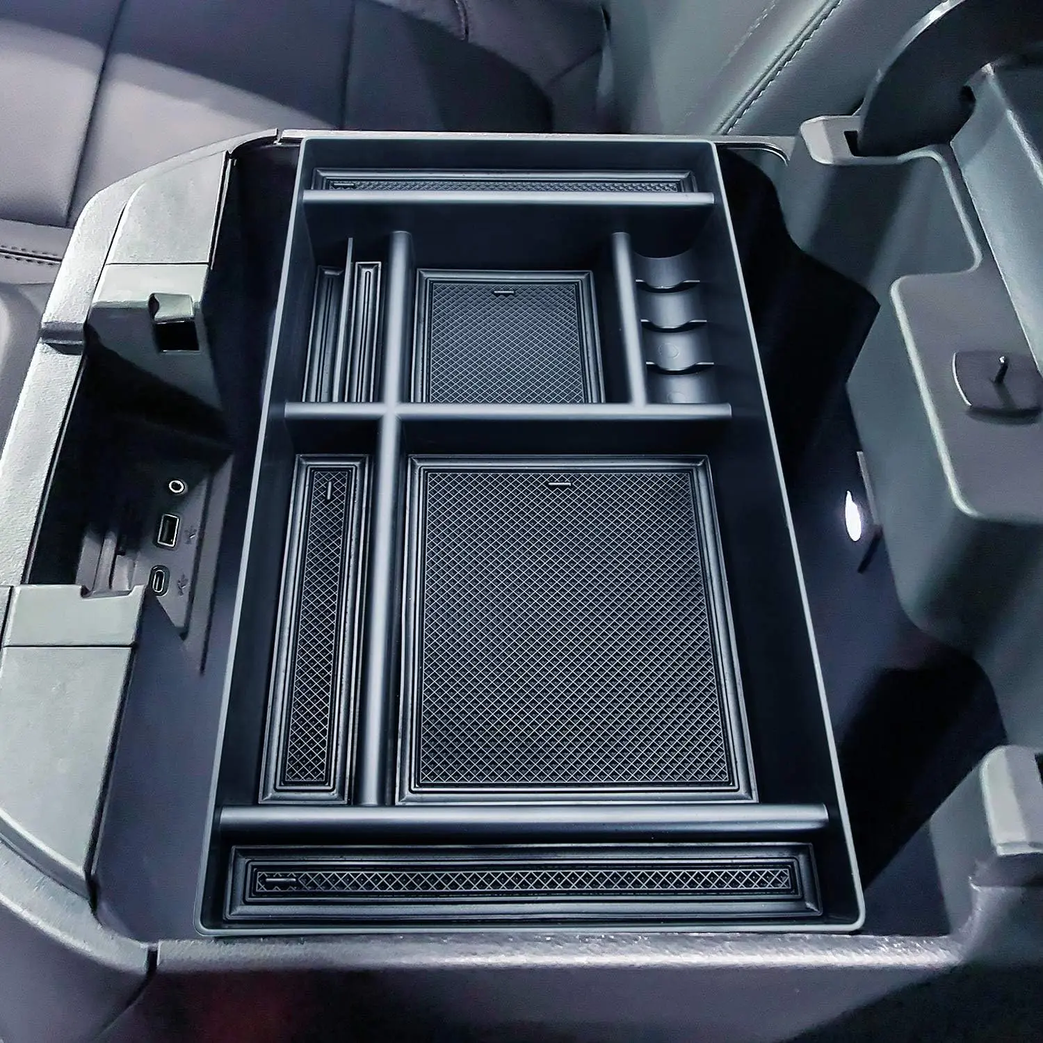 Center Console Organizer Tray Compatible with (2019-2023 2024) Chevy Silverado 1500/GMC Sierra 1500 and 2020-2024 Silverado/Sierra 2500/3500 HD - Full Console w/Bucket Seats ONLY,Black trim