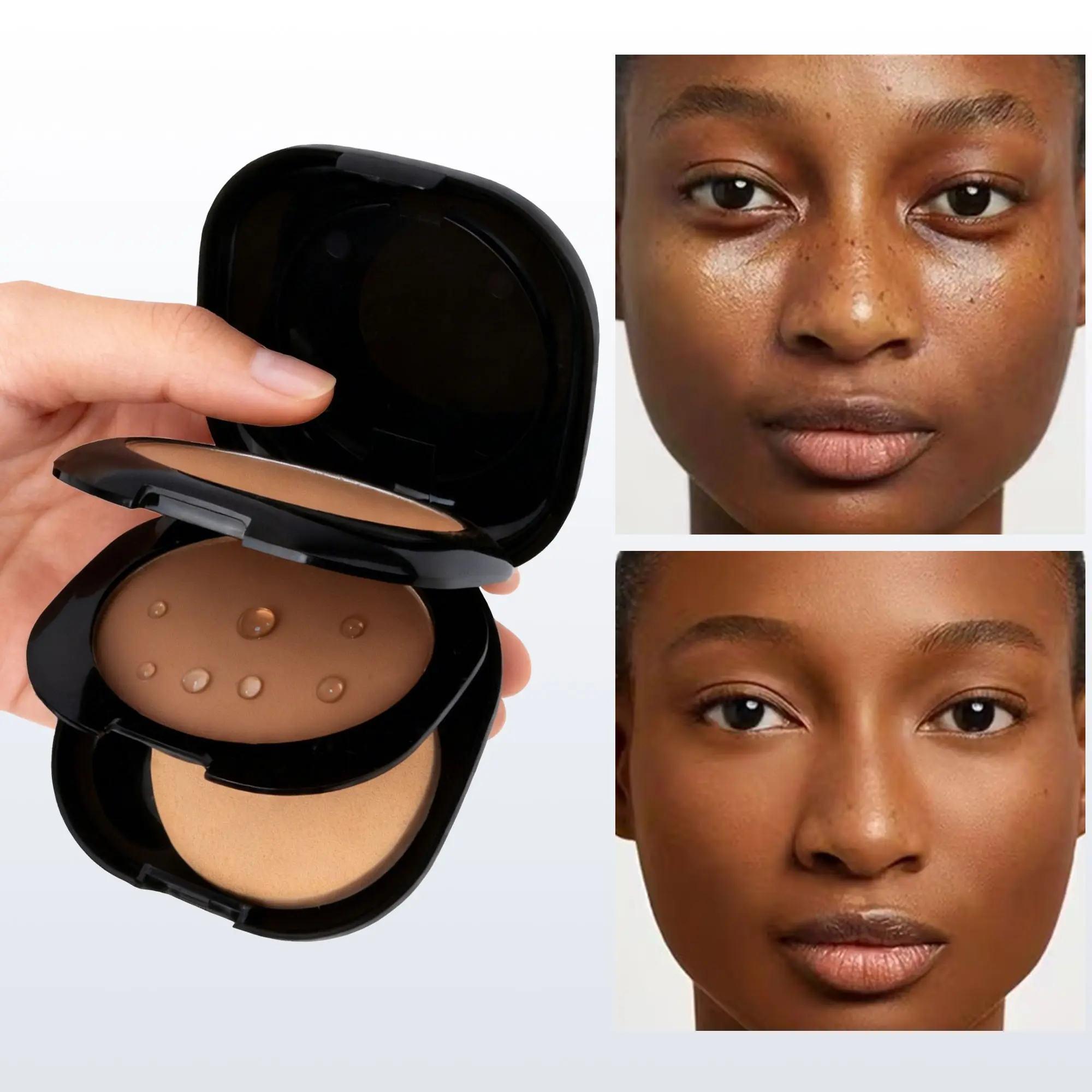Waterproof Sweat-Resistant Dual Disk Matte Powder, Highlighter and Face Contour, Long-Lasting Flawless Finish, Mirror Effect, Makeup, Contour Cheek Duo, Highlighting Powder
