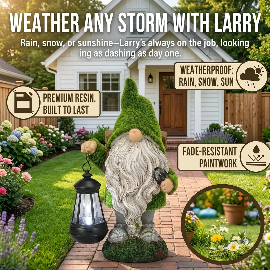 11" Solar LED Garden Gnome – Spring Funny Decor for Mom & Grandma – Outdoor Yard Patio Lantern Statue – Birthday Gift