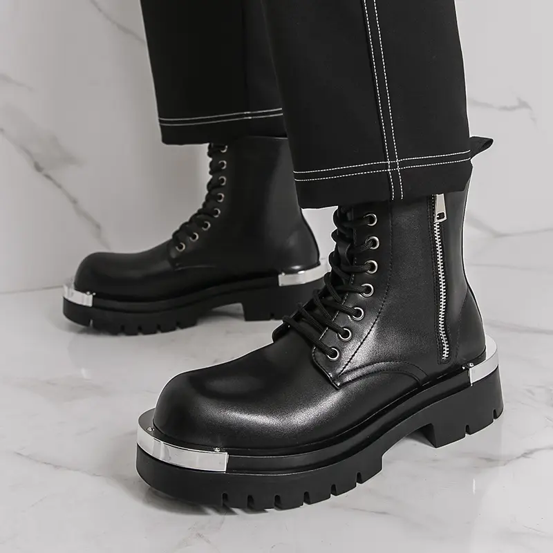 Ubetif Men's Business Fashion Ankle Boots Casual british style Outdoor Boot Western Boot Men Leather Footwear Black PU Leather Formal Dress Shoes for Work Office All-match Commuter Shoes for Daily Wear Footwear