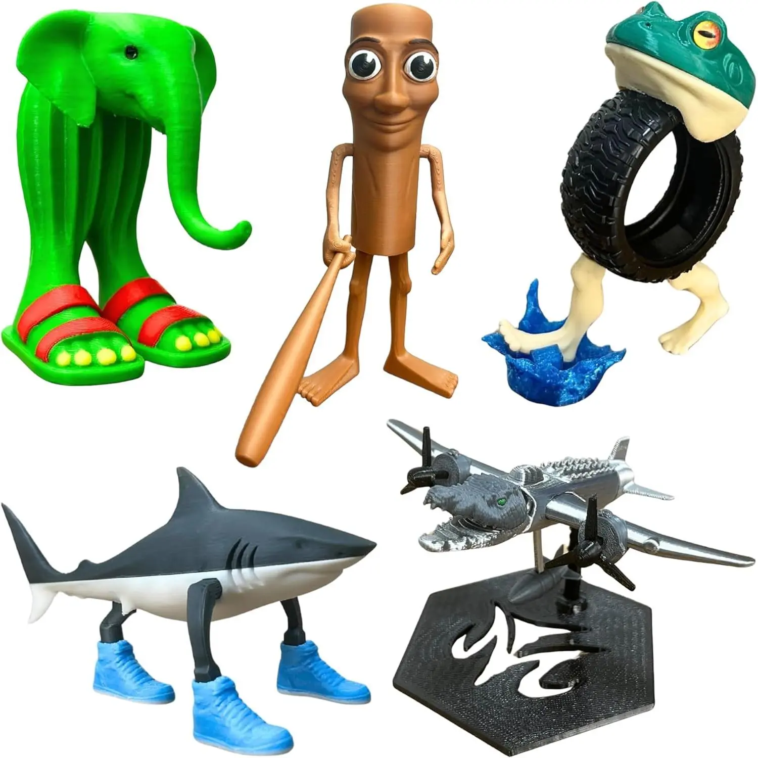 Tralalero Tralala Action Figure Set, Italian Brainrot Shark Meme Figures Toys, Tung Tung Tung Sahur Animals Dolls, Creative 3D Collectible Toy Gifts for Fans