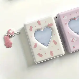 Cute Love Heart Hollow Instax Album Kawaii Rabbit Mini Photo Album 3 Inch Kpop Card Binder Name Card Photocard Holder 40 Pockets