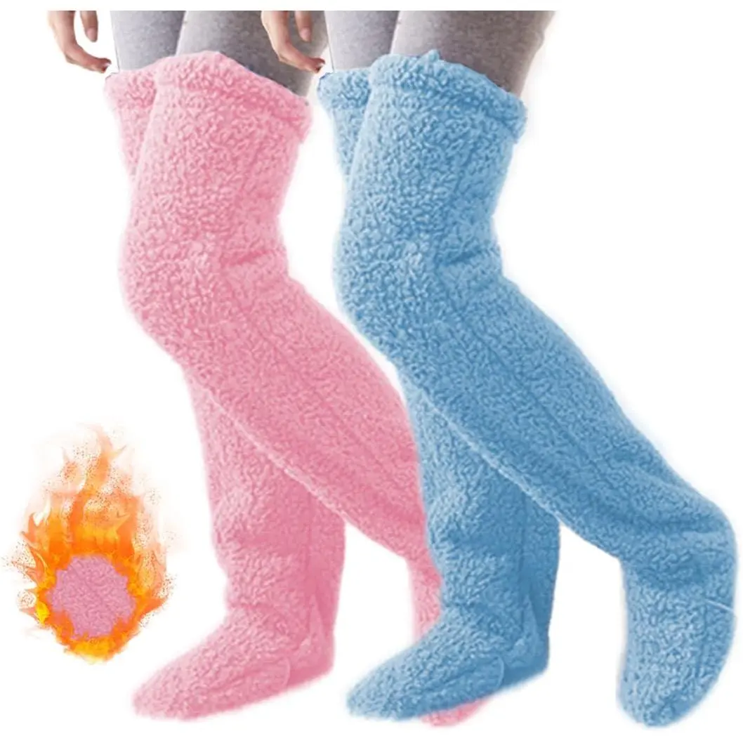 Women's Convertible Thigh-High Sports Socks - Soft Breathable Fleece Leg Warmers, Plush Thick Fuzzy Slipper Socks That Fits Winter Indoor Use, Fluffy, Parents, Acrylic, Fuzzy Socks