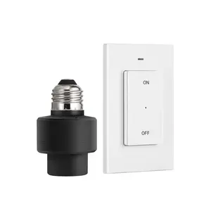 DEWENWILS Remote Control Light Socket, Wireless Light Switch for Pull Chain Light Lamp Fixtures, 100FT Range, No Wiring Needed (1 Wall Mounted Controller+1 Bulb Base, Shorter Version)-HRLS11G