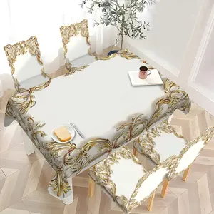 2/4/6/7 pieces of thickened Dining Chair Cover and tablecloth sets, Dining Chair Slipcovers, easy to care for, reusable, for home decoration