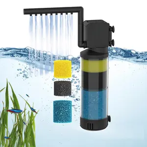 Aquarium Filter Fish Tank Filters Turtle Filter Internal Power Water Filter 3-Stage Filtration with Aeration/Rainfall Modes Flow Rate and Direction Adjustable