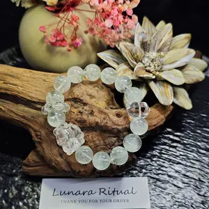 Lunara Ritual Green Tone Beaded Bracelet for Women Fantasy Inspired Sliding Loop Design Aesthetic Accessory Cute Elegant Gift for Best Friend Sister Birthday Daily & Mall Wear