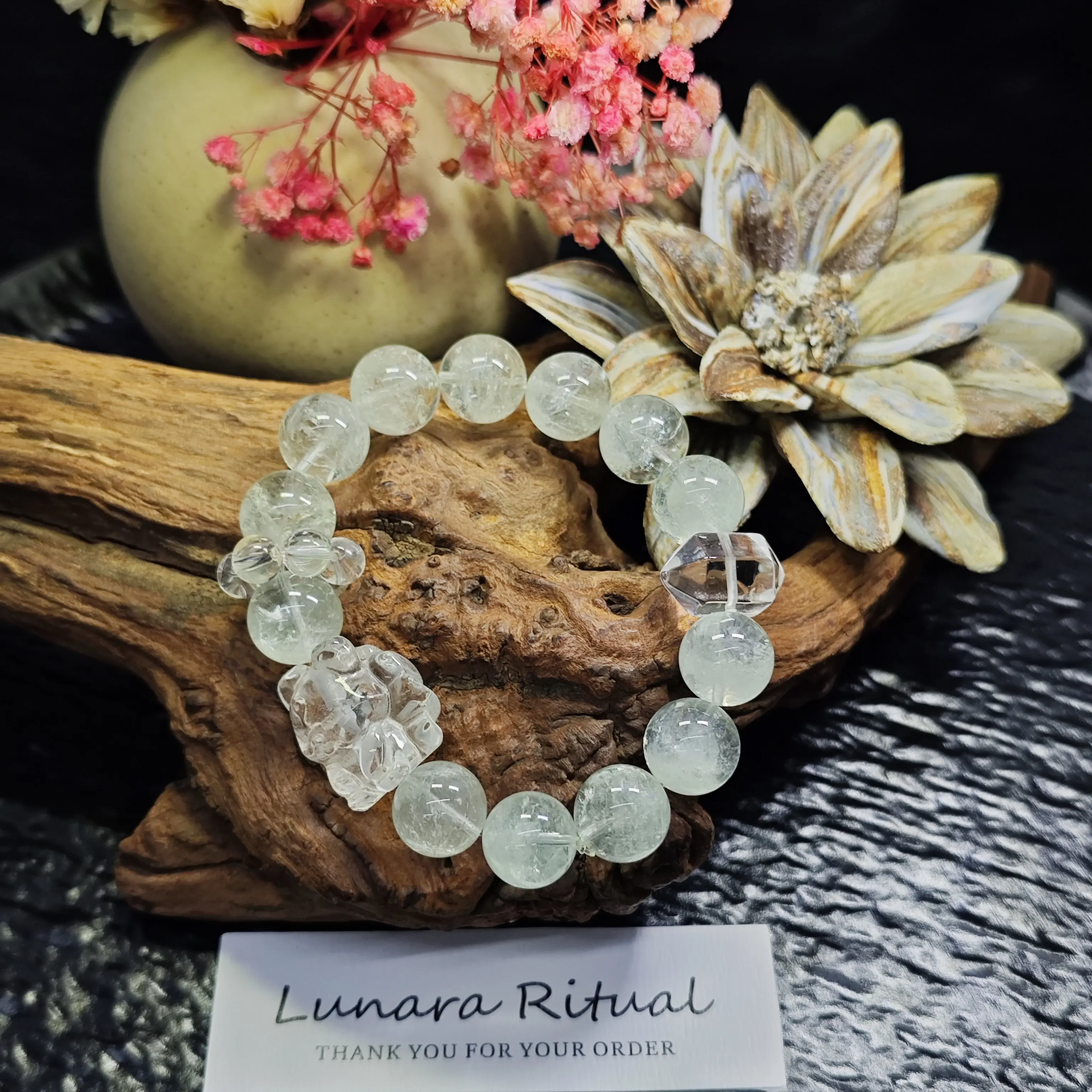Lunara Ritual Green Tone Beaded Bracelet for Women Fantasy Inspired Sliding Loop Design Aesthetic Accessory Cute Elegant Gift for Best Friend Sister Birthday Daily & Mall Wear