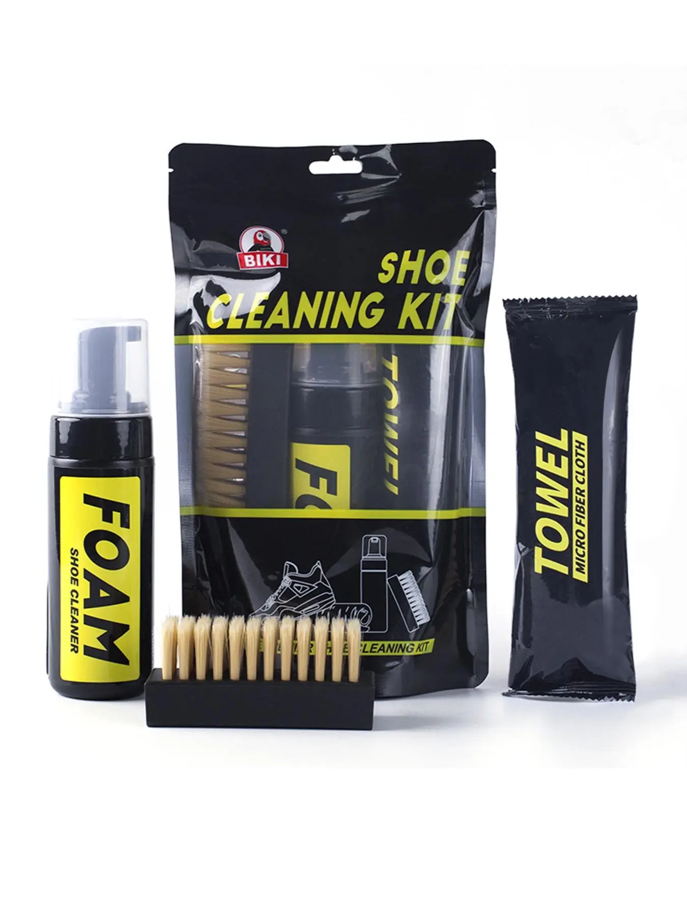 Shoe Cleaner Kit, Shoe Brush & Shoe Cleaning Mousse & Towel, Professional Sneaker Cleaning Kit, Shoe Care Kit for Suede, Boot, Canvas, PU, Fabric, Gif