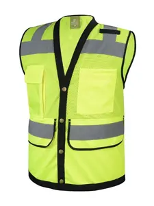 Lime Class 2 Heavy Duty Surveyor Safety Vest with Tablet Pocket on the Back High Visibility Durable Design for Longevity
