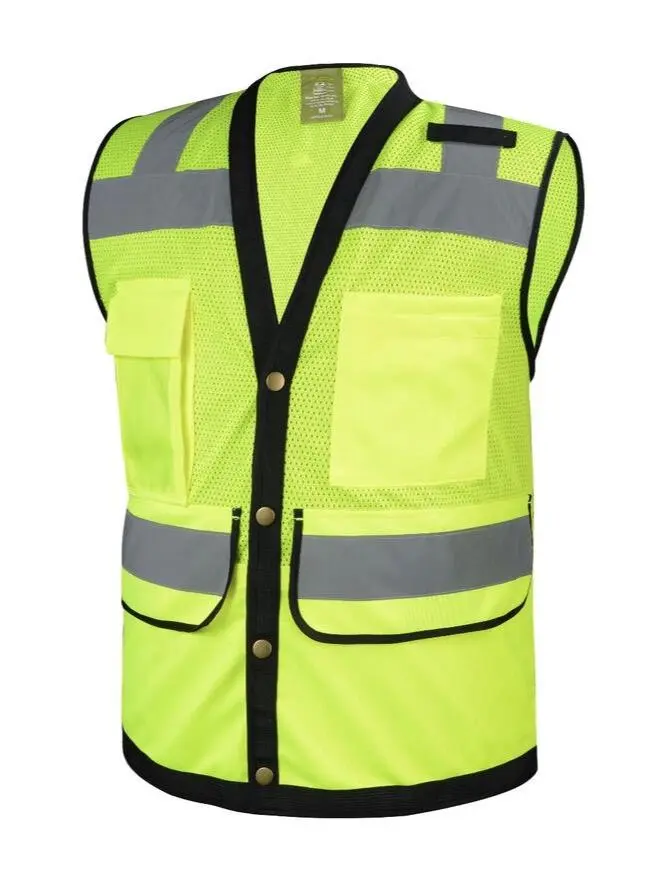 Lime Class 2 Heavy Duty Surveyor Safety Vest with Tablet Pocket on the Back High Visibility Durable Design for Longevity