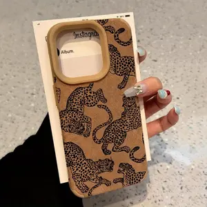 Lively leopard print leather phone case, shockproof and anti-slip protective cover, compatible with iPhone 17, 16, 15, 14, 13, 12, 11, X, XS, and XSMAX series