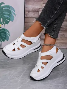 Women's Fashionable Velcro Fastening Wedge Heel Sneakers, Casual Comfortable Soft Sole Sandals for Summer, Lightweight Breathable Shoes for Daily Wear