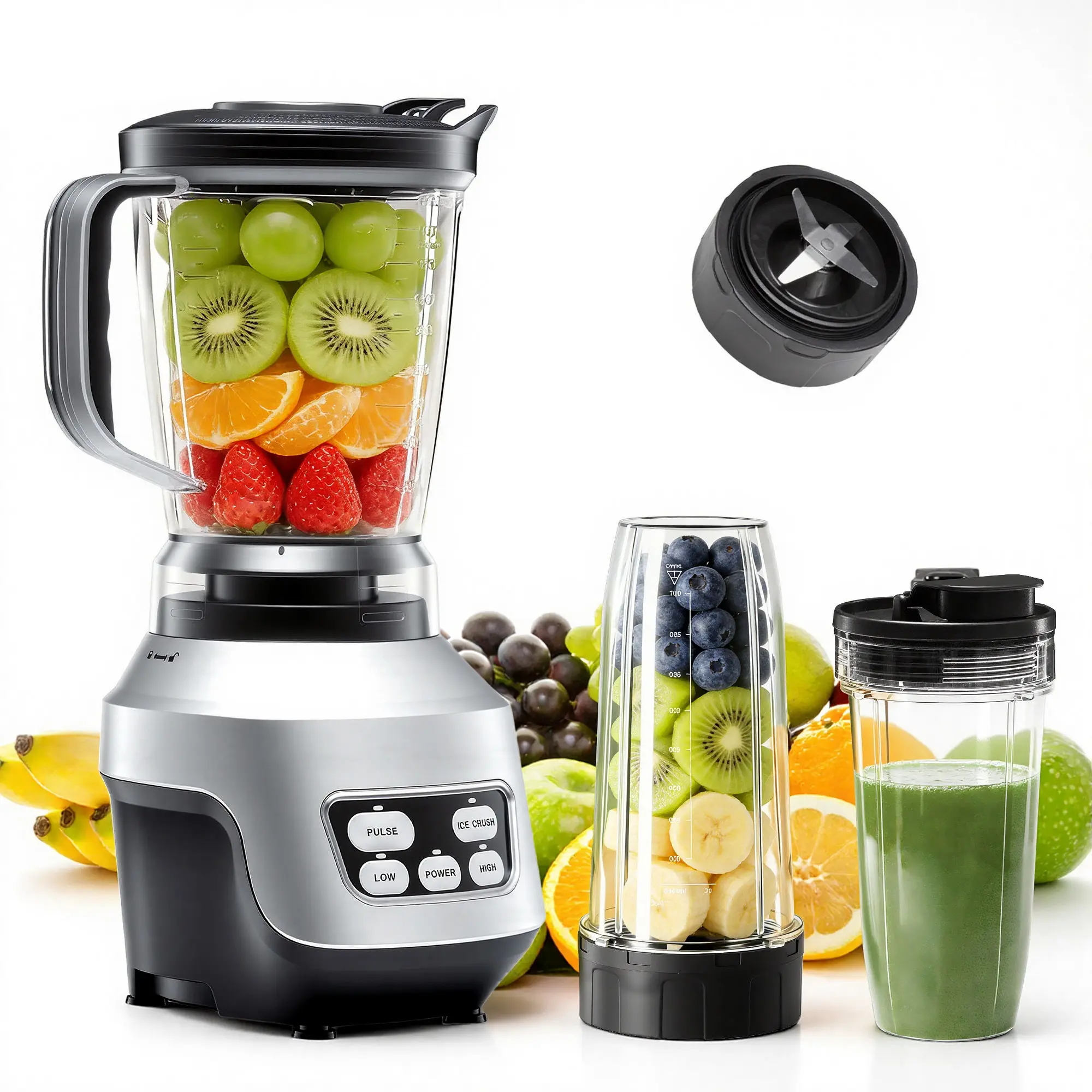 Sweetcrispy Compact 1.5L Multifunctional Juice Blender for Kitchen Gadgets, Countertop Portable Blender with 2 Travel Cups, Ice Crush Mode, Pulse, 2-Speed Control, Safety Lock & Overheat Protection, Stainless Steel Blades for Shakes, Blenders For Smoothie Sweetcrispy Compact 1.5L Multifunctional Juice Blender for Kitchen Gadgets, Countertop Portable Blender with 2 Travel Cups, Ice Crush Mode, Pulse, 2-Speed Control, Safety Lock & Overheat Protection, Stainless Steel Blades for Shakes, Blenders For Smoothie